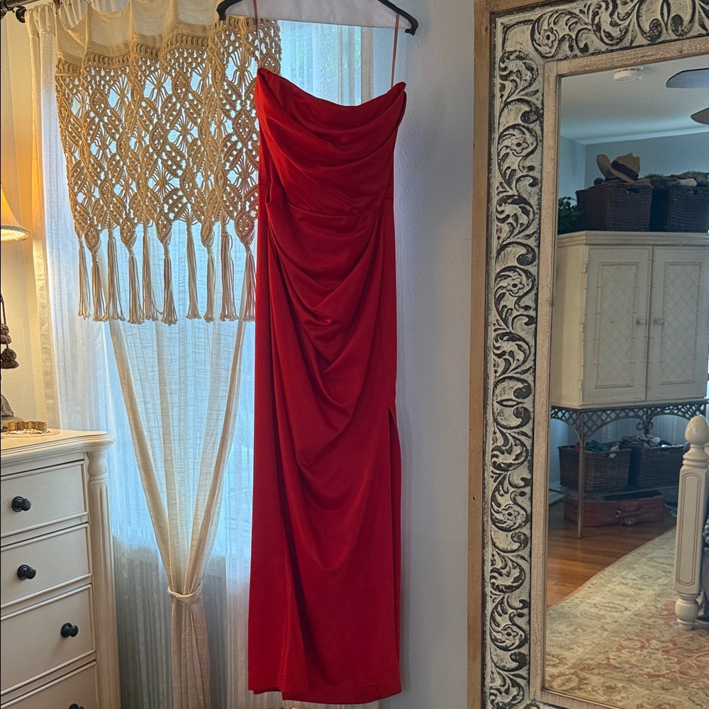 House of CB Red Strapless Gown